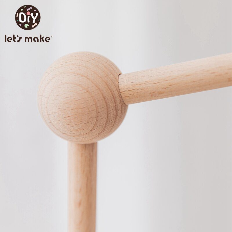 Let's Make  Baby Wooden Bed Bell Bracket Mobile Hanging Rattles Toy Hanger Baby Crib Mobile Bed Bell Wood Toy Holder Arm Bracket