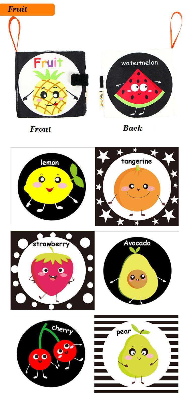 Montessori Baby Visual Stimulation Card Black White High Contrast Flash Cards for Kids Educational Sensory Book Baby Flashcard