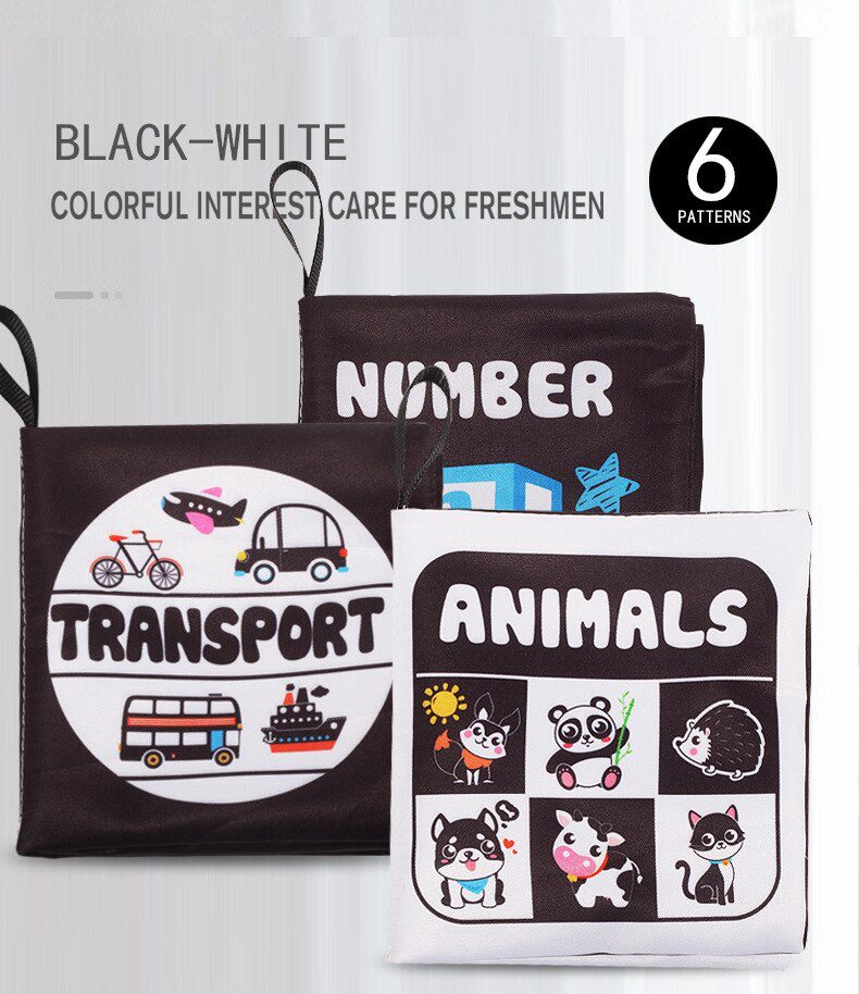 Montessori Baby Visual Stimulation Card Black White High Contrast Flash Cards for Kids Educational Sensory Book Baby Flashcard