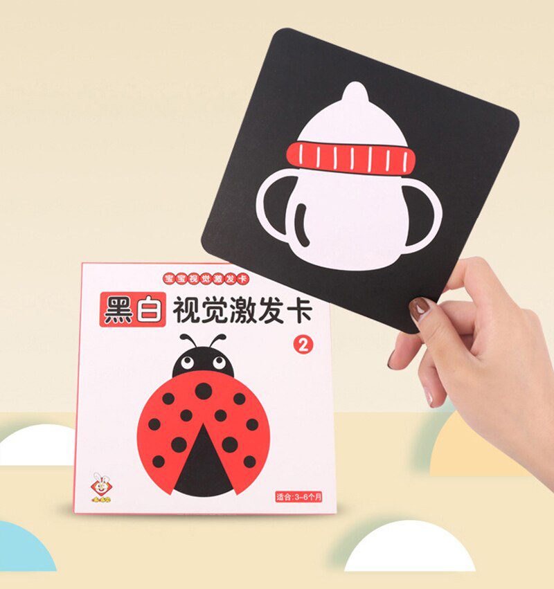 Montessori Baby Visual Stimulation Card Black White High Contrast Flash Cards for Kids Educational Sensory Book Baby Flashcard