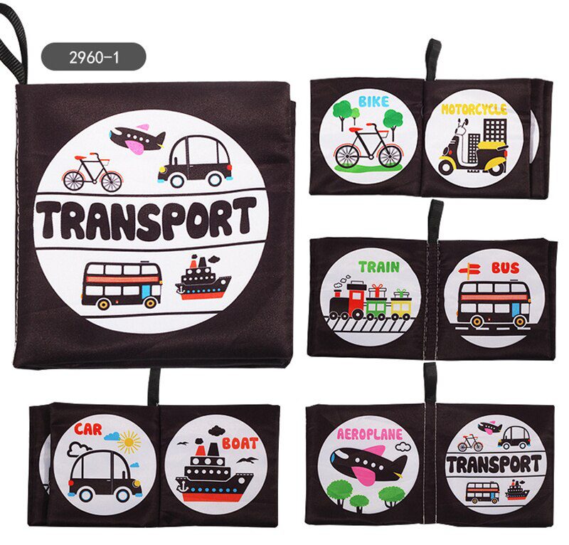 Montessori Baby Visual Stimulation Card Black White High Contrast Flash Cards for Kids Educational Sensory Book Baby Flashcard