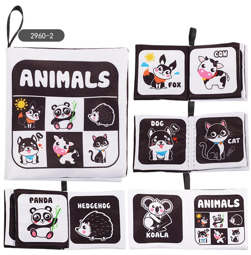 Montessori Baby Visual Stimulation Card Black White High Contrast Flash Cards for Kids Educational Sensory Book Baby Flashcard