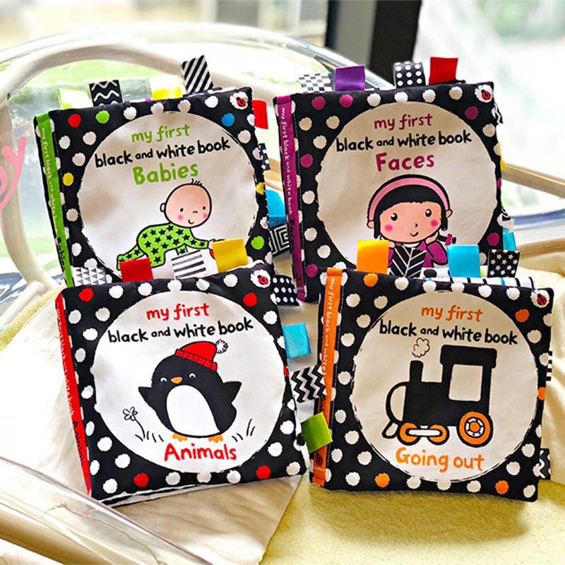 Montessori Baby Visual Stimulation Card Black White High Contrast Flash Cards for Kids Educational Sensory Book Baby Flashcard