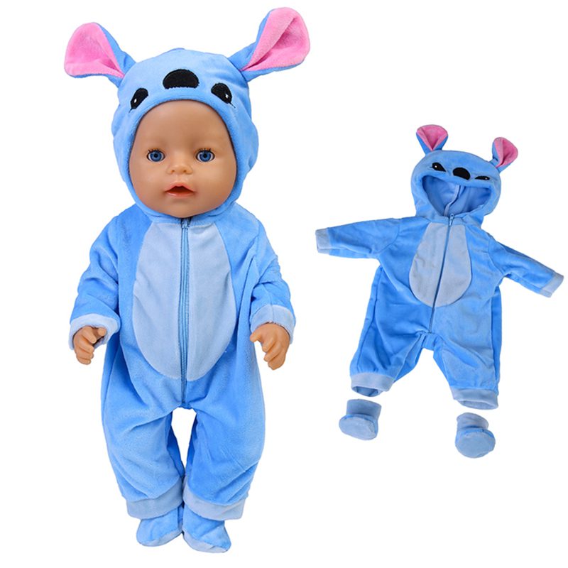 43 cm Doll Outfits for 17Inch Dolls Baby Born Doll Cute Jumpers Rompers Suit+Shoes Warm Clothes on A Doll Baby Christmas Gift