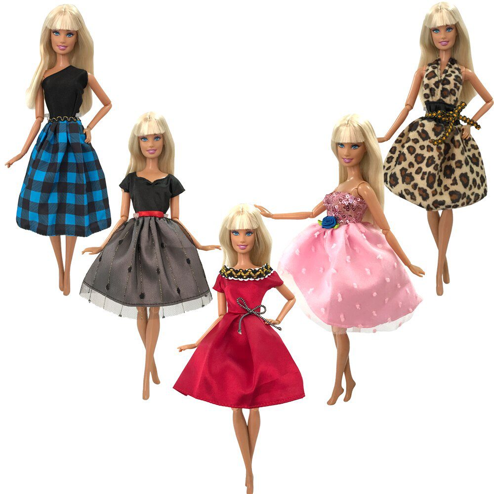 NK 5 Set Hot Sale Princess Fashion Outfits Wear Casual Dress Shirt Skirt  Clothes For Barbie Accessories Doll Girl Gift  Toy JJ