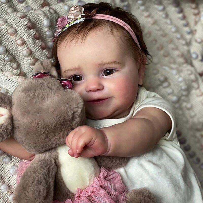 50Cm Full Body Silicone Waterproof Reborn Doll Maddie Hand-Detailed Painting with Visible Veins Lifelike 3D Skin Tone Gift