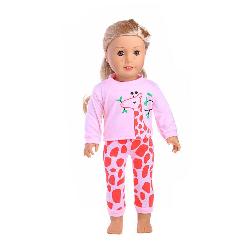 2 Pcs/Set=Shirts + Pants Doll Clothes Accessories For Born Baby 43cm Items & 18 Inch American Doll Girl's Toys & Our Generation