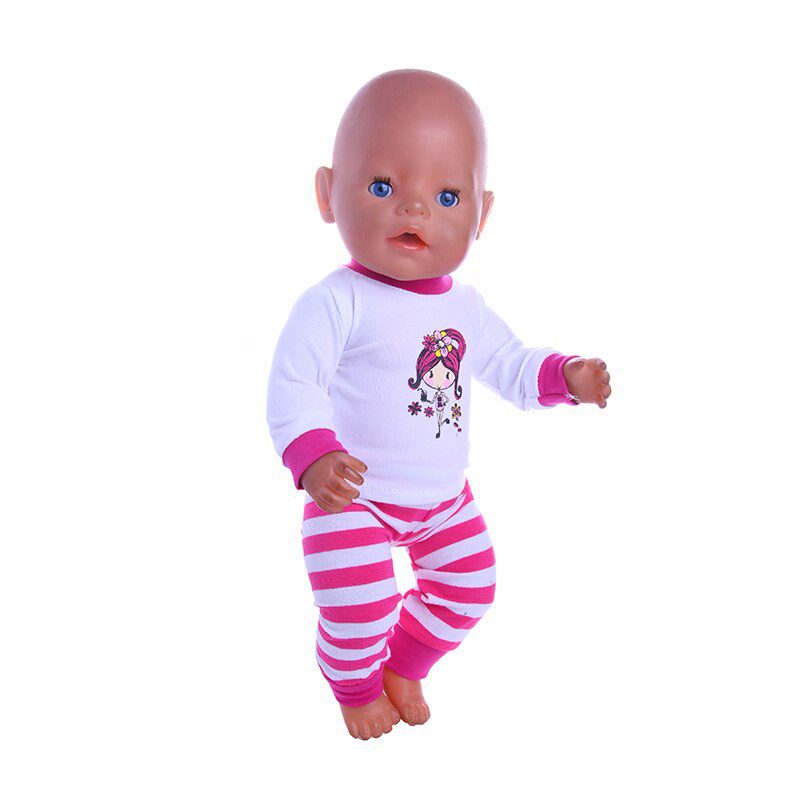 2 Pcs/Set=Shirts + Pants Doll Clothes Accessories For Born Baby 43cm Items & 18 Inch American Doll Girl's Toys & Our Generation