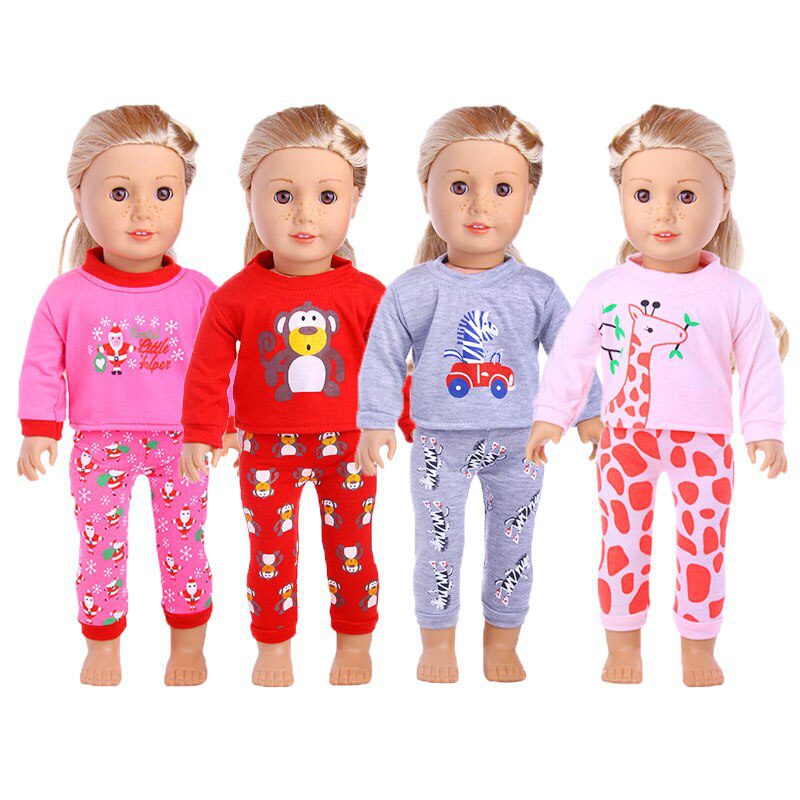 2 Pcs/Set=Shirts + Pants Doll Clothes Accessories For Born Baby 43cm Items & 18 Inch American Doll Girl's Toys & Our Generation