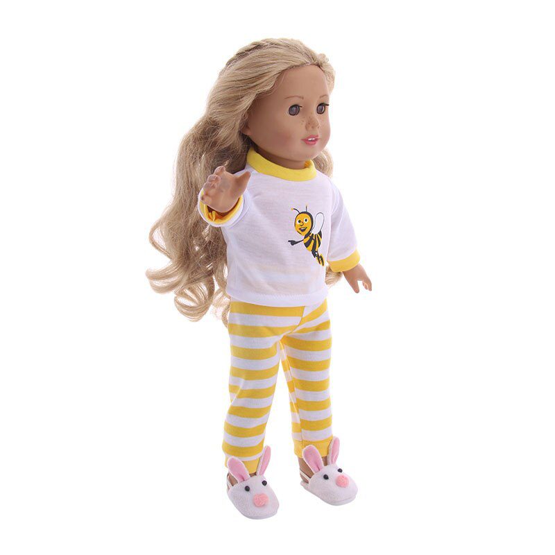 2 Pcs/Set=Shirts + Pants Doll Clothes Accessories For Born Baby 43cm Items & 18 Inch American Doll Girl's Toys & Our Generation