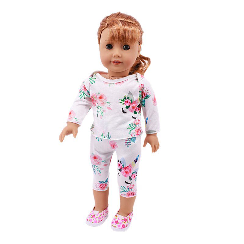 2 Pcs/Set=Shirts + Pants Doll Clothes Accessories For Born Baby 43cm Items & 18 Inch American Doll Girl's Toys & Our Generation