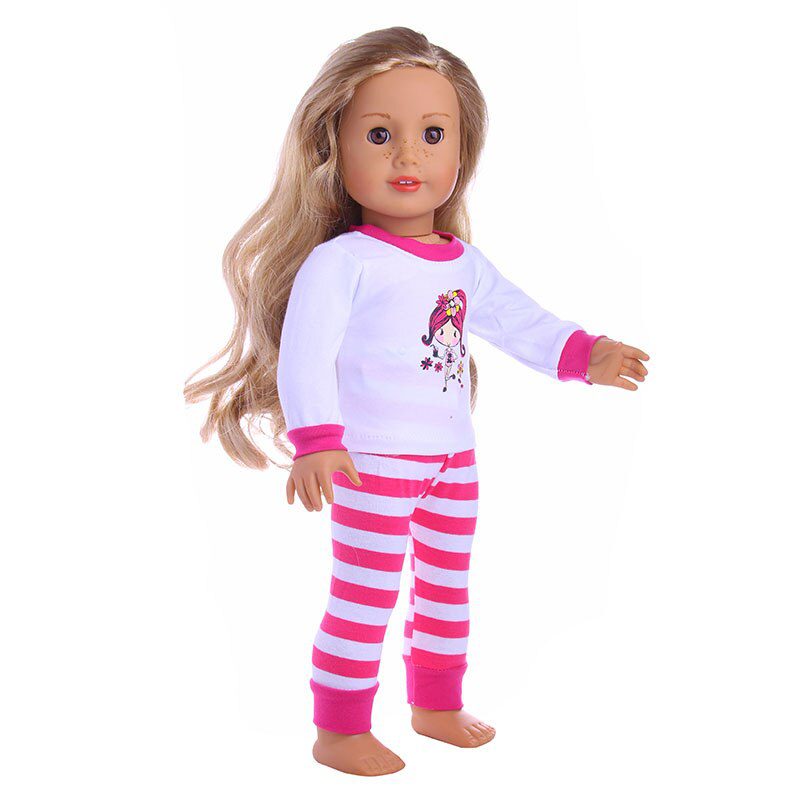 2 Pcs/Set=Shirts + Pants Doll Clothes Accessories For Born Baby 43cm Items & 18 Inch American Doll Girl's Toys & Our Generation