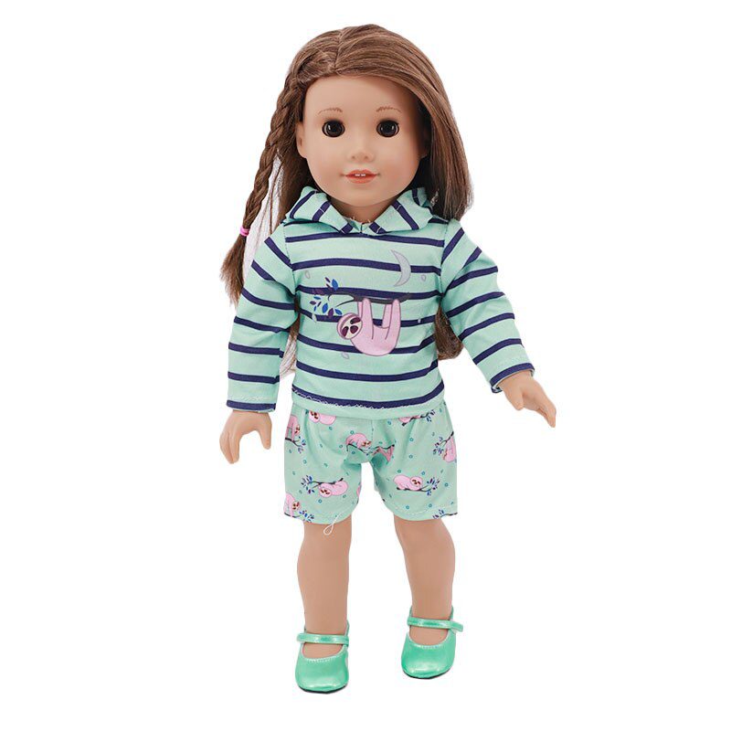 2 Pcs/Set=Shirts + Pants Doll Clothes Accessories For Born Baby 43cm Items & 18 Inch American Doll Girl's Toys & Our Generation