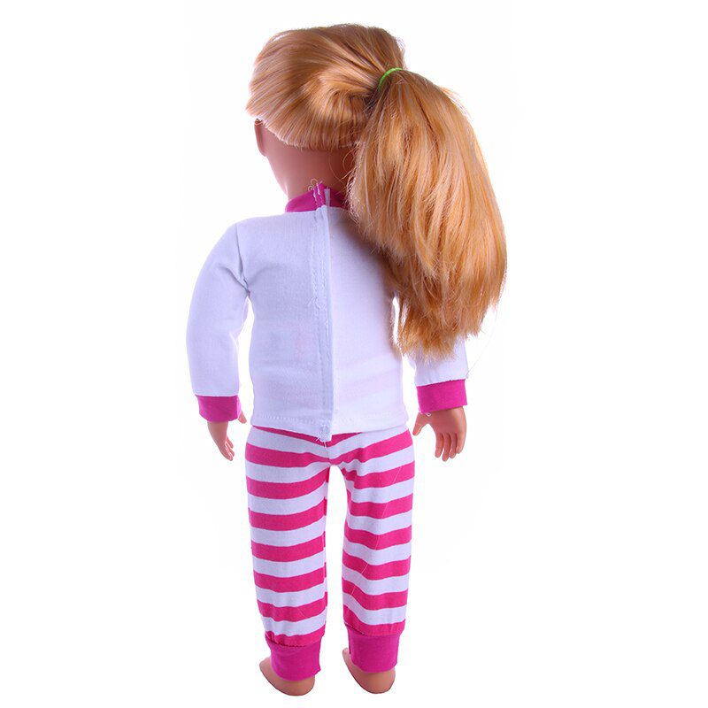 2 Pcs/Set=Shirts + Pants Doll Clothes Accessories For Born Baby 43cm Items & 18 Inch American Doll Girl's Toys & Our Generation