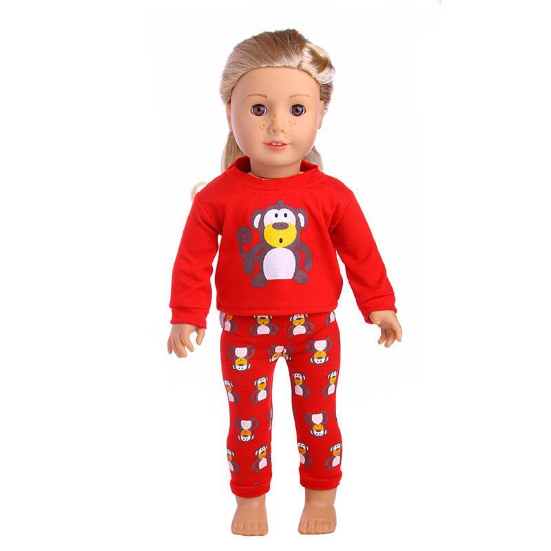 2 Pcs/Set=Shirts + Pants Doll Clothes Accessories For Born Baby 43cm Items & 18 Inch American Doll Girl's Toys & Our Generation