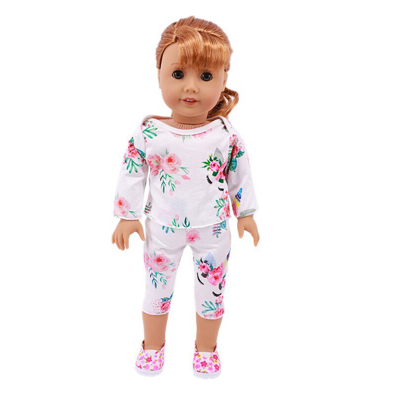 2 Pcs/Set=Shirts + Pants Doll Clothes Accessories For Born Baby 43cm Items & 18 Inch American Doll Girl's Toys & Our Generation