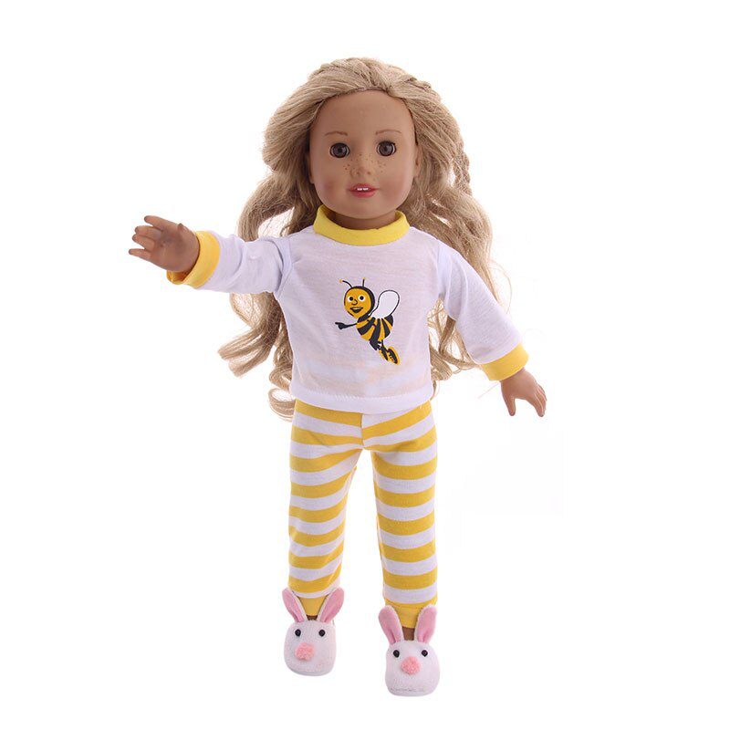 2 Pcs/Set=Shirts + Pants Doll Clothes Accessories For Born Baby 43cm Items & 18 Inch American Doll Girl's Toys & Our Generation