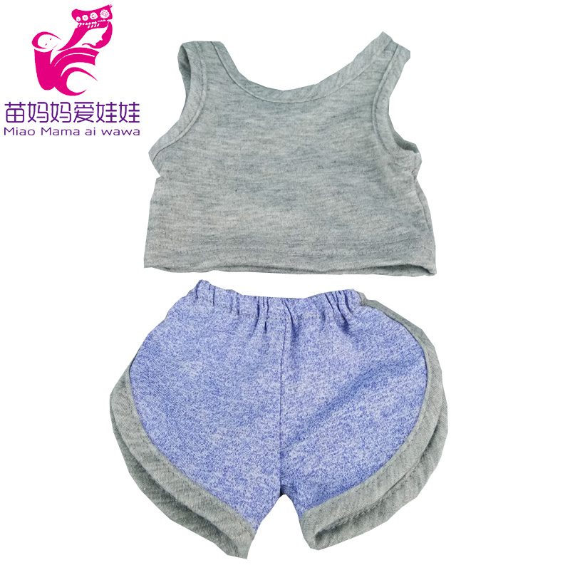 43cm Born New Baby Doll Clothes Pink Kitty Unicorn Pony Pajama Set 18 Inch Doll Clothes Baby Girl Birthday Gift