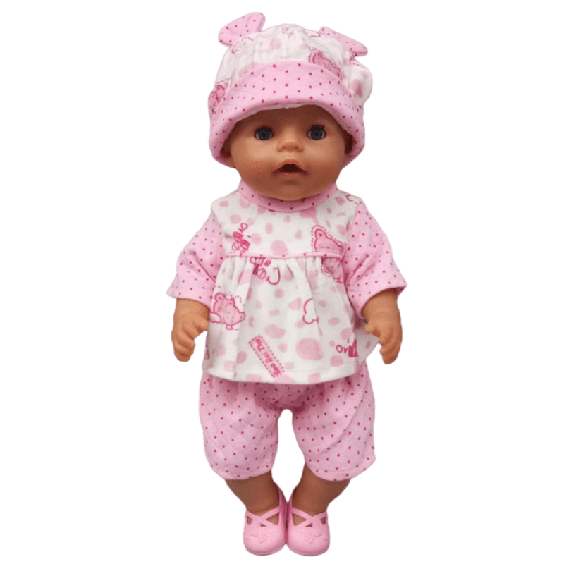 43cm Born New Baby Doll Clothes Pink Kitty Unicorn Pony Pajama Set 18 Inch Doll Clothes Baby Girl Birthday Gift