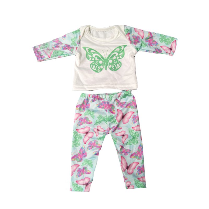 43cm Born New Baby Doll Clothes Pink Kitty Unicorn Pony Pajama Set 18 Inch Doll Clothes Baby Girl Birthday Gift