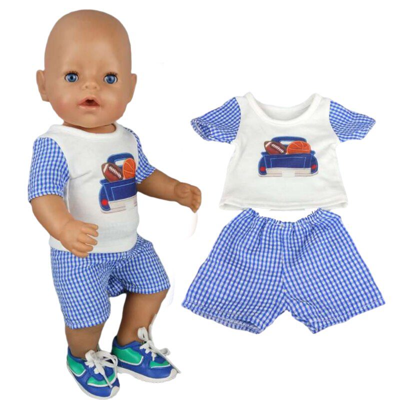 43cm Born New Baby Doll Clothes Pink Kitty Unicorn Pony Pajama Set 18 Inch Doll Clothes Baby Girl Birthday Gift