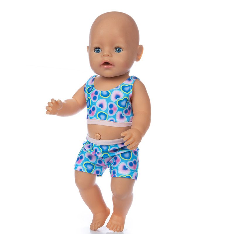 43cm Born New Baby Doll Clothes Pink Kitty Unicorn Pony Pajama Set 18 Inch Doll Clothes Baby Girl Birthday Gift