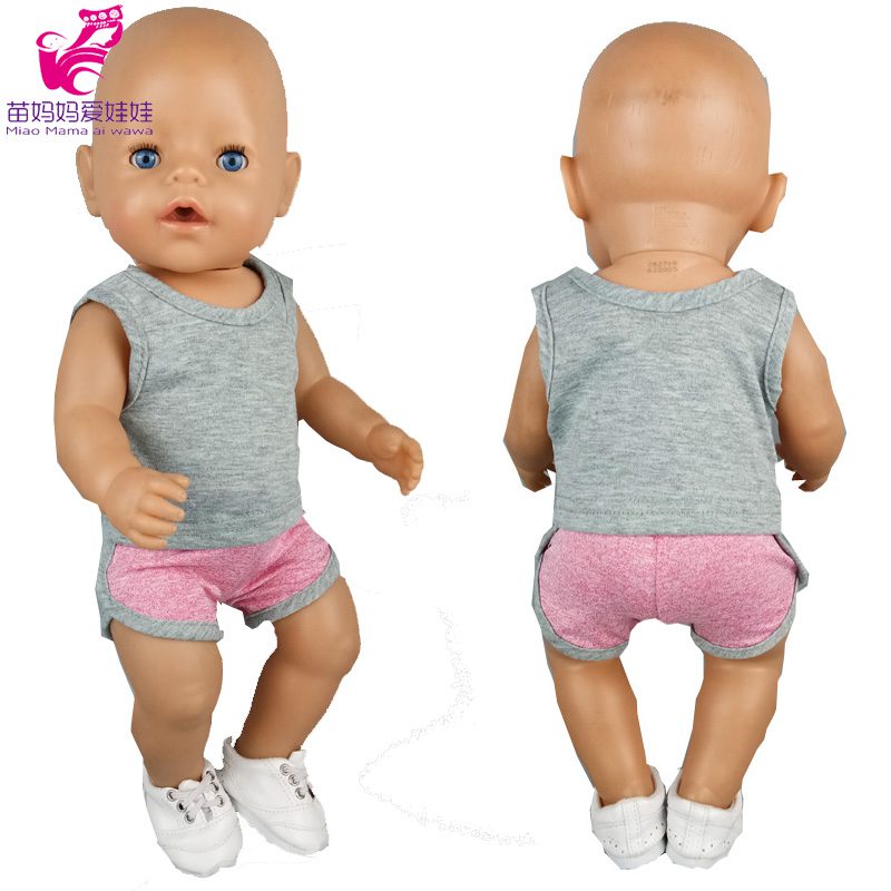 43cm Born New Baby Doll Clothes Pink Kitty Unicorn Pony Pajama Set 18 Inch Doll Clothes Baby Girl Birthday Gift