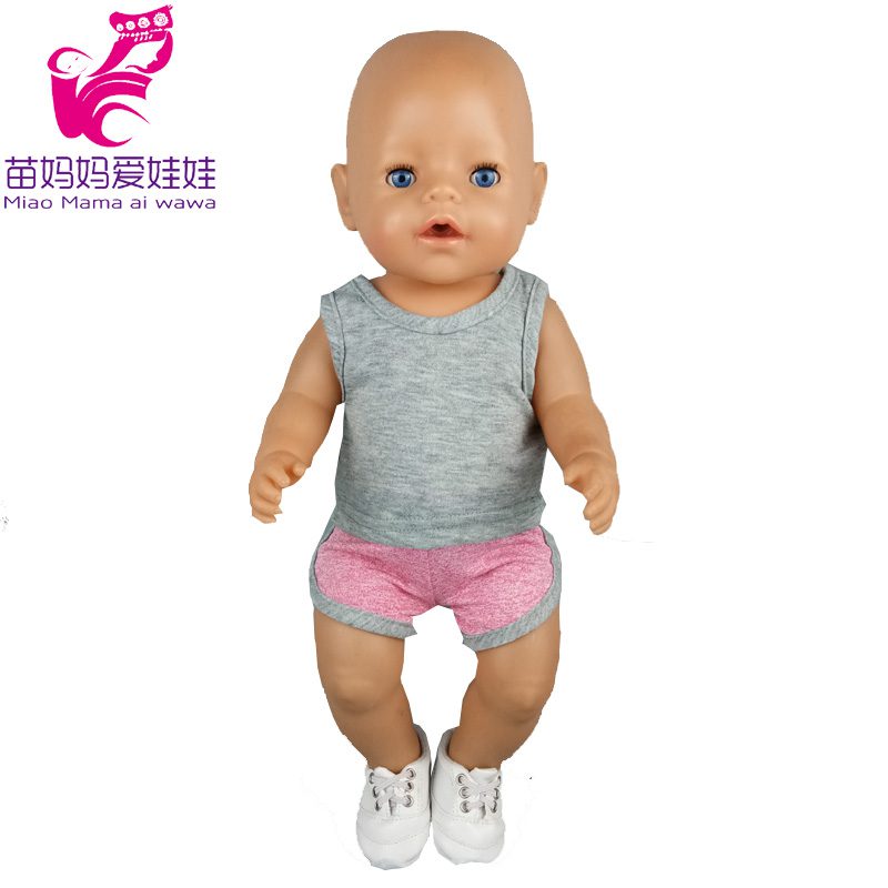 43cm Born New Baby Doll Clothes Pink Kitty Unicorn Pony Pajama Set 18 Inch Doll Clothes Baby Girl Birthday Gift