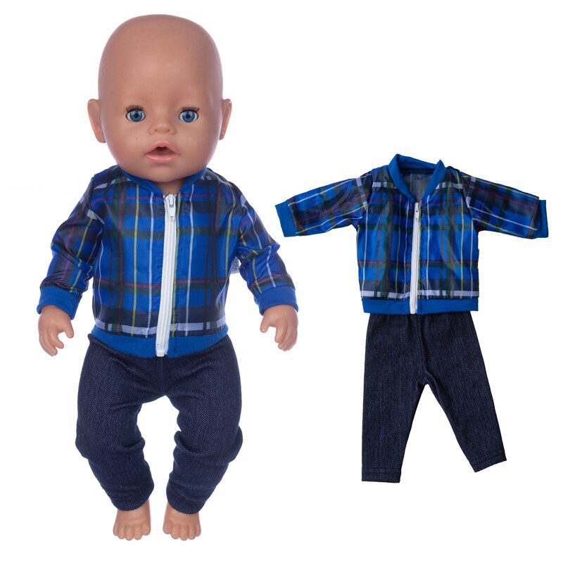 43cm Born New Baby Doll Clothes Pink Kitty Unicorn Pony Pajama Set 18 Inch Doll Clothes Baby Girl Birthday Gift