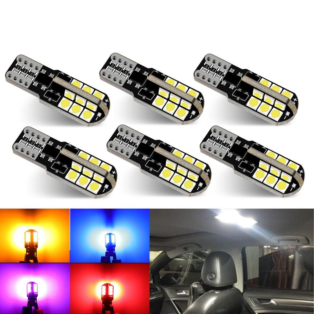 6Pcs W5W LED T10 Led Canbus 168 194 LED Bulb 24SMD Car Side Marker Light License Plate Lamp White Blue Yellow Red Pink 12V 6000K 6Pcs W5W LED T10 Led Canbus 168 194 LED Bulb 24SMD Car Side Marker Light License Plate Lamp White Blue Yellow Red Pink 12V 6000K