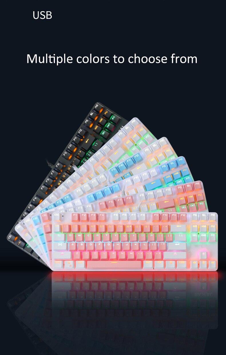 Gaming Mechanical Keyboard 87 keys Game Anti-ghosting Blue Switch Color Backlit Wired Keyboard For pro Gamer Laptop PC