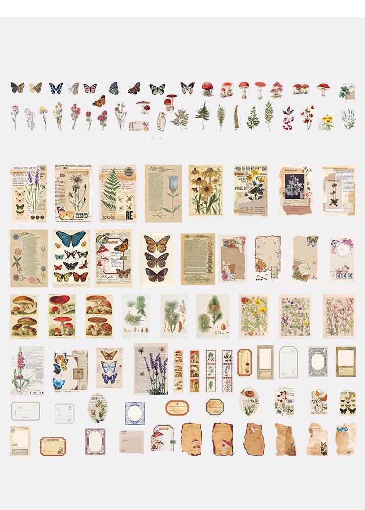 200 pcs/set Vintage Junk Journal paper Card Decorative Stationery Scrapbooking Diary Album Lable Retro Material Sticker Planner