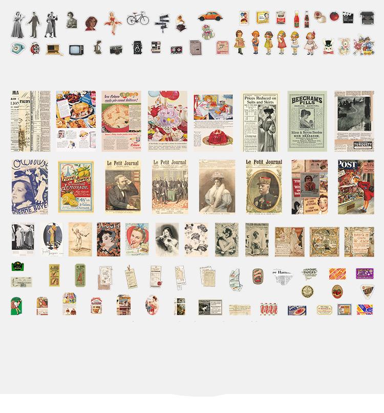 200 pcs/set Vintage Junk Journal paper Card Decorative Stationery Scrapbooking Diary Album Lable Retro Material Sticker Planner