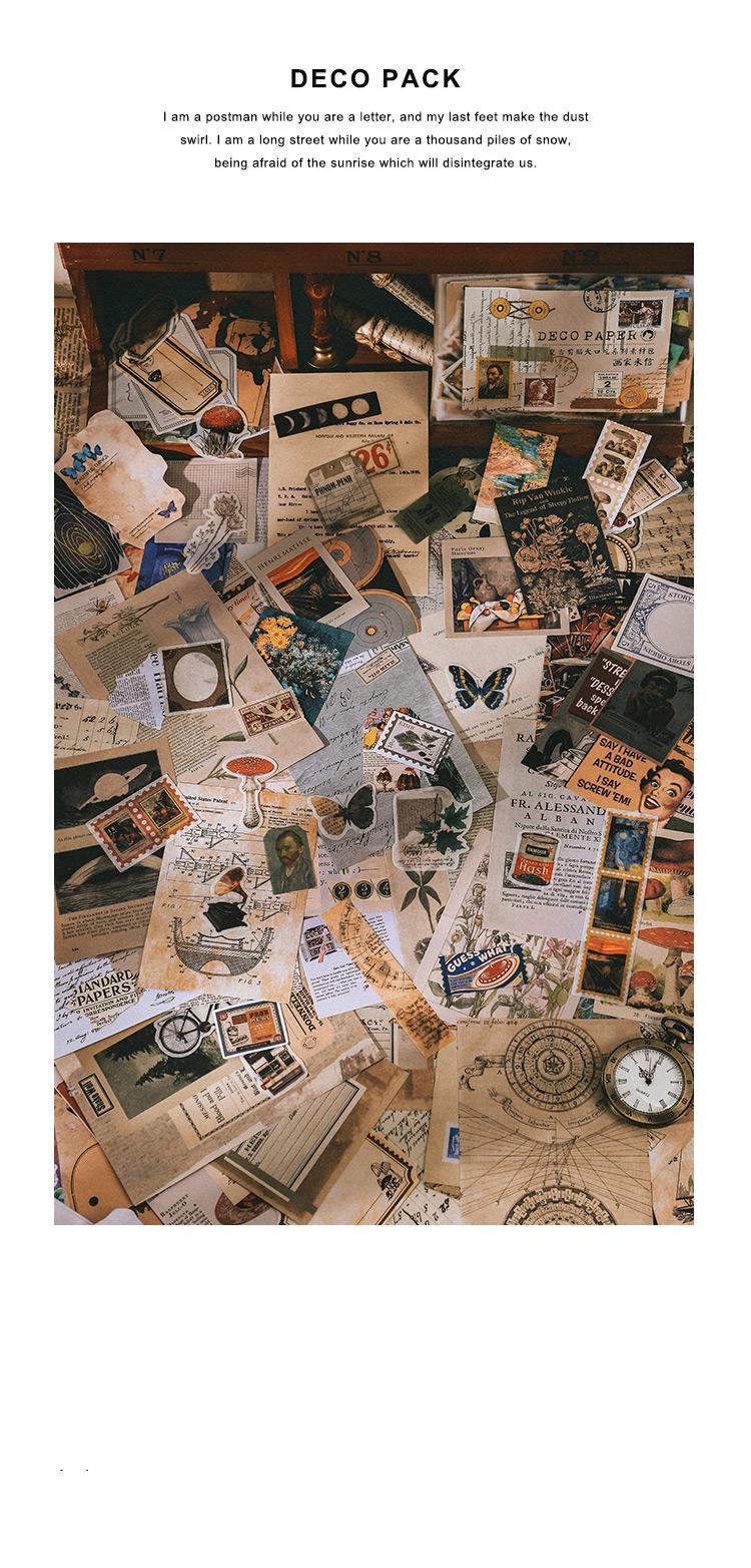 200 pcs/set Vintage Junk Journal paper Card Decorative Stationery Scrapbooking Diary Album Lable Retro Material Sticker Planner
