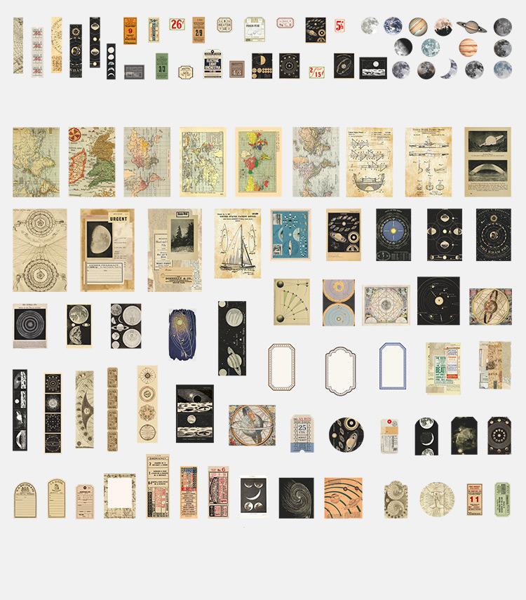 200 pcs/set Vintage Junk Journal paper Card Decorative Stationery Scrapbooking Diary Album Lable Retro Material Sticker Planner