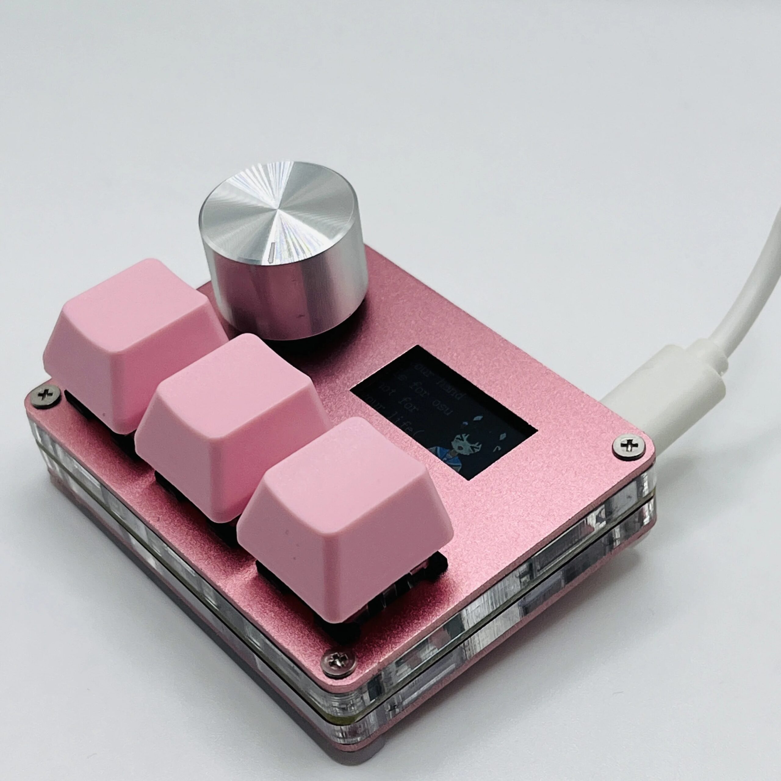 O3C SayoDevice OSU O3C Rapid Trigger Hall Switches Magnetic Pink Switches Keyboard With Knob Screen Copy Paste Shotcut