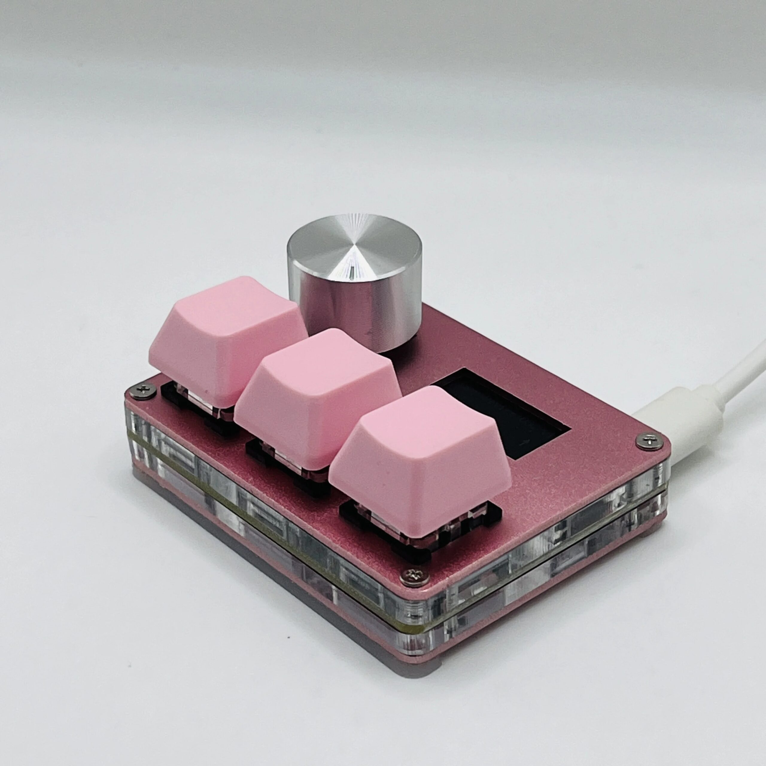 O3C SayoDevice OSU O3C Rapid Trigger Hall Switches Magnetic Pink Switches Keyboard With Knob Screen Copy Paste Shotcut