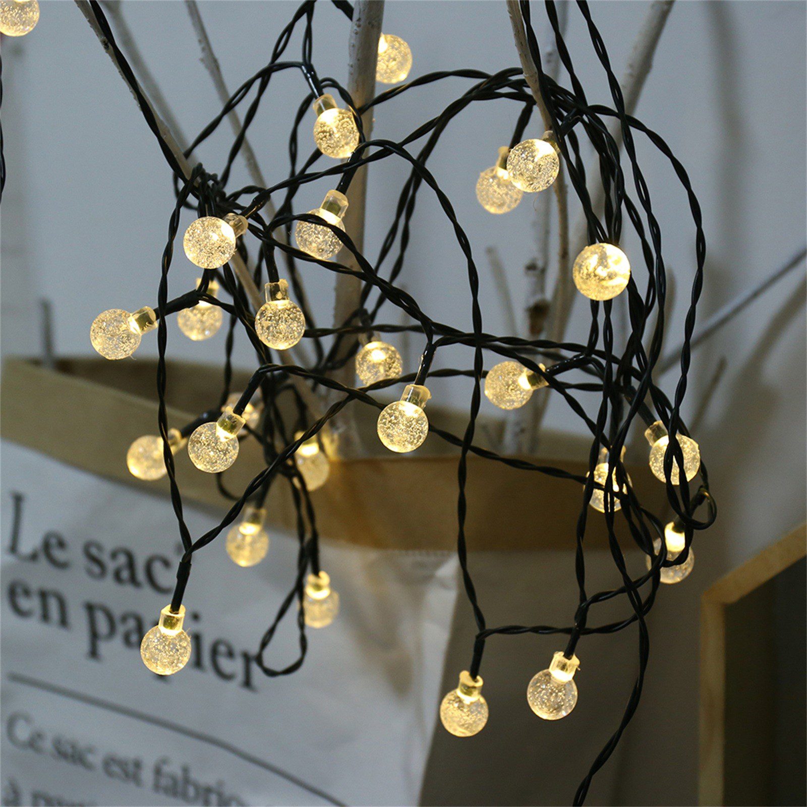 Solar Bubble Balls Lamp String Lights Outdoor Water Drops Outdoor Waterproof Orb Christmas Lights Patio Holiday Party