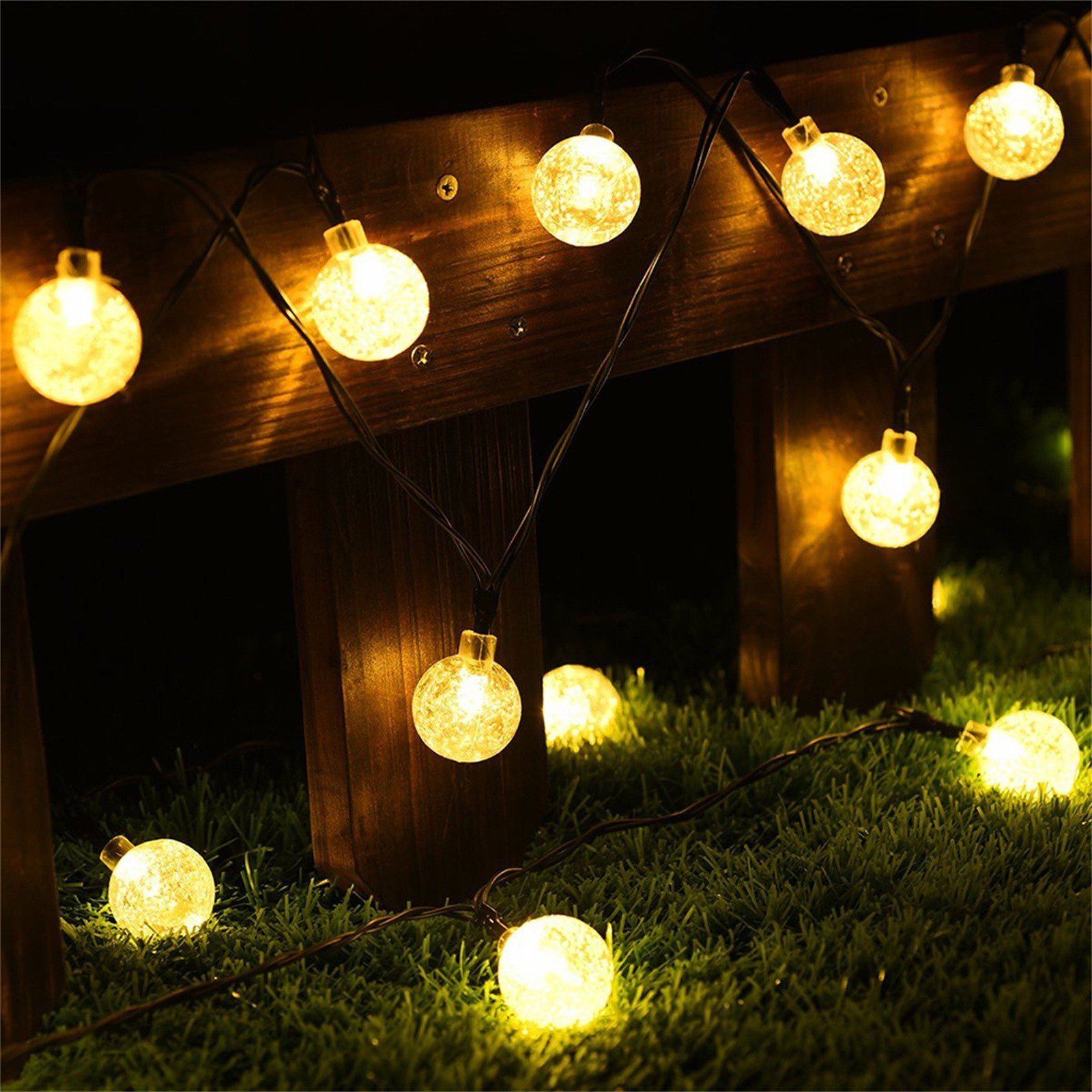 Solar Bubble Balls Lamp String Lights Outdoor Water Drops Outdoor Waterproof Orb Christmas Lights Patio Holiday Party