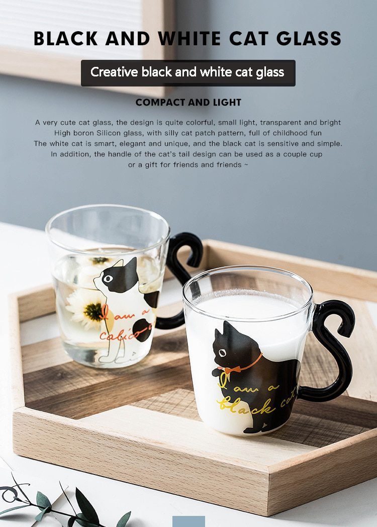 Coffee milk tea Glass water cup Cartoon creative cute Cat mug Red wine beer champagne glasses kids bottle reusable