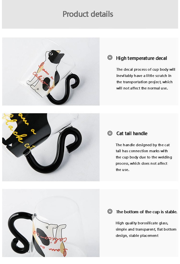 Coffee milk tea Glass water cup Cartoon creative cute Cat mug Red wine beer champagne glasses kids bottle reusable