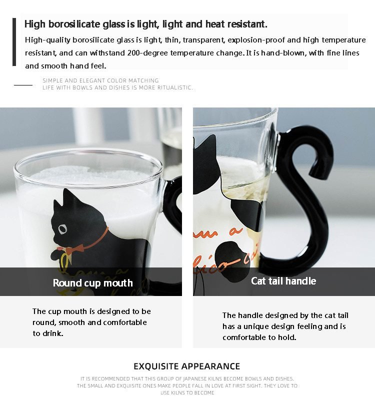 Coffee milk tea Glass water cup Cartoon creative cute Cat mug Red wine beer champagne glasses kids bottle reusable