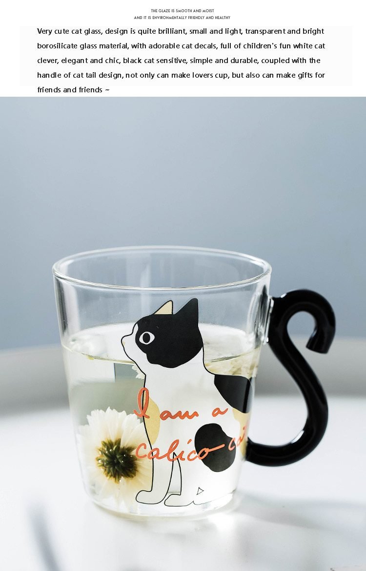 Coffee milk tea Glass water cup Cartoon creative cute Cat mug Red wine beer champagne glasses kids bottle reusable