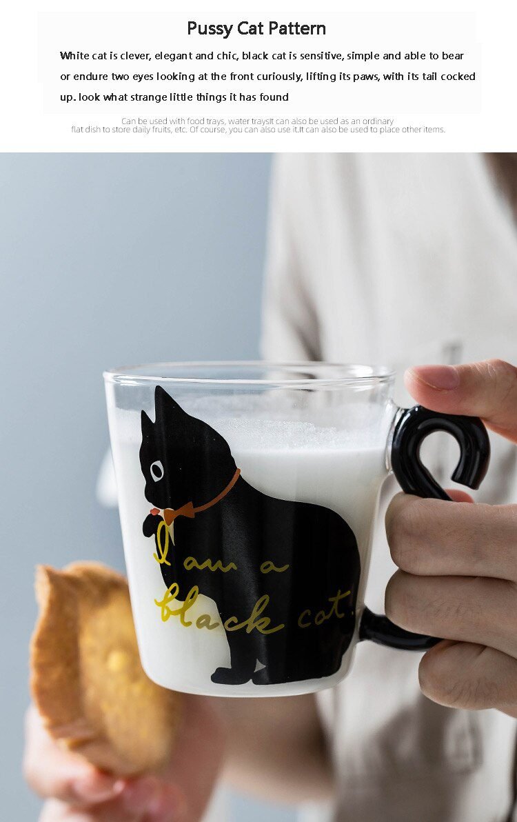 Coffee milk tea Glass water cup Cartoon creative cute Cat mug Red wine beer champagne glasses kids bottle reusable