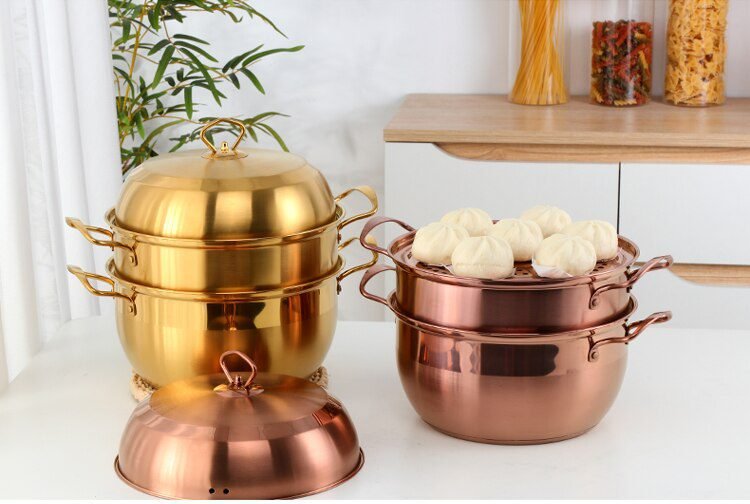 3 layers Stainless Steel Gold Cooking Pots Mojito Fashion