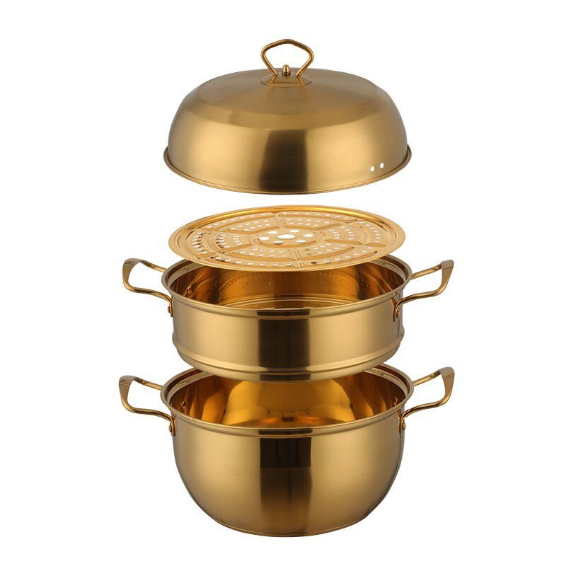 3 layers Stainless Steel Gold Cooking Pots Mojito Fashion