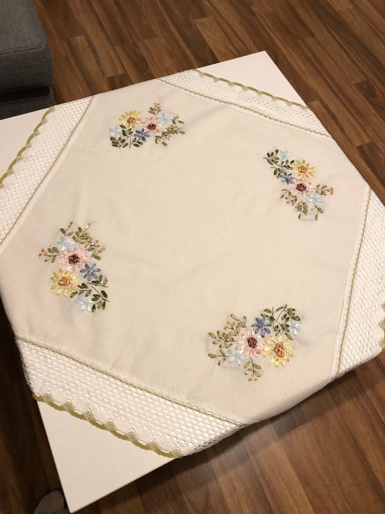 Europe Flowers Tablecloth White Hollow Lace Cotton Linen Dustproof Table cloth Wedding Banquet TV Cabinet Cover Cloth