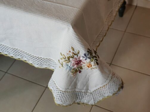 Europe Flowers Tablecloth White Hollow Lace Cotton Linen Dustproof Table cloth Wedding Banquet TV Cabinet Cover Cloth