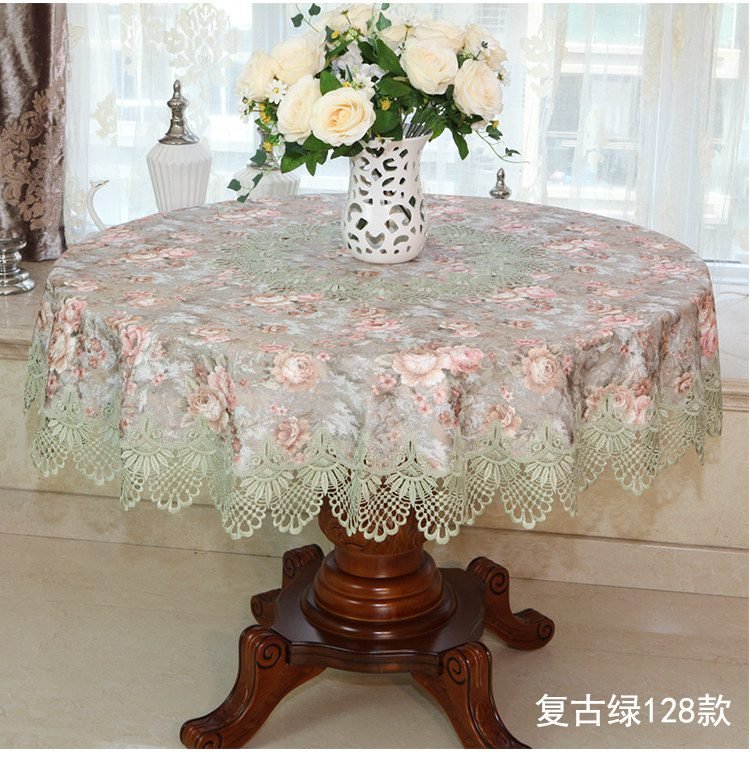 New Lace Tablecloth Pastoral round tablecloth Dining table cloths Home Embroidery table cover rose gold decoration house towel