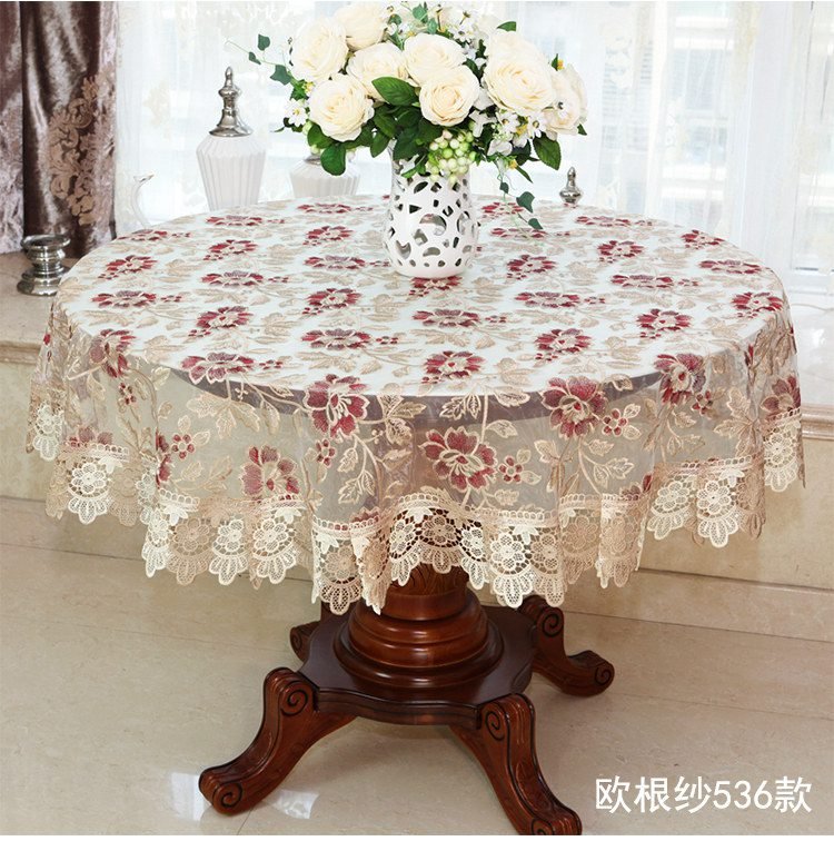 New Lace Tablecloth Pastoral round tablecloth Dining table cloths Home Embroidery table cover rose gold decoration house towel